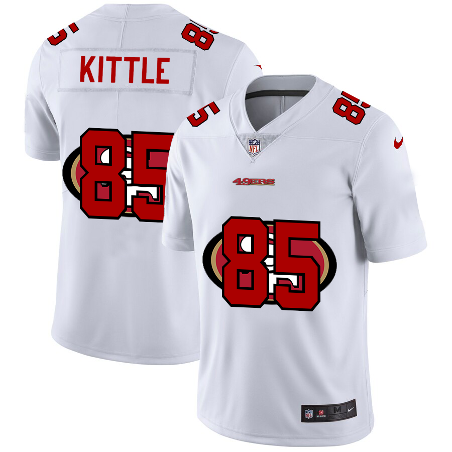 Men's San Francisco 49ers #85 George Kittle White Shadow Logo Limited Stitched Jersey